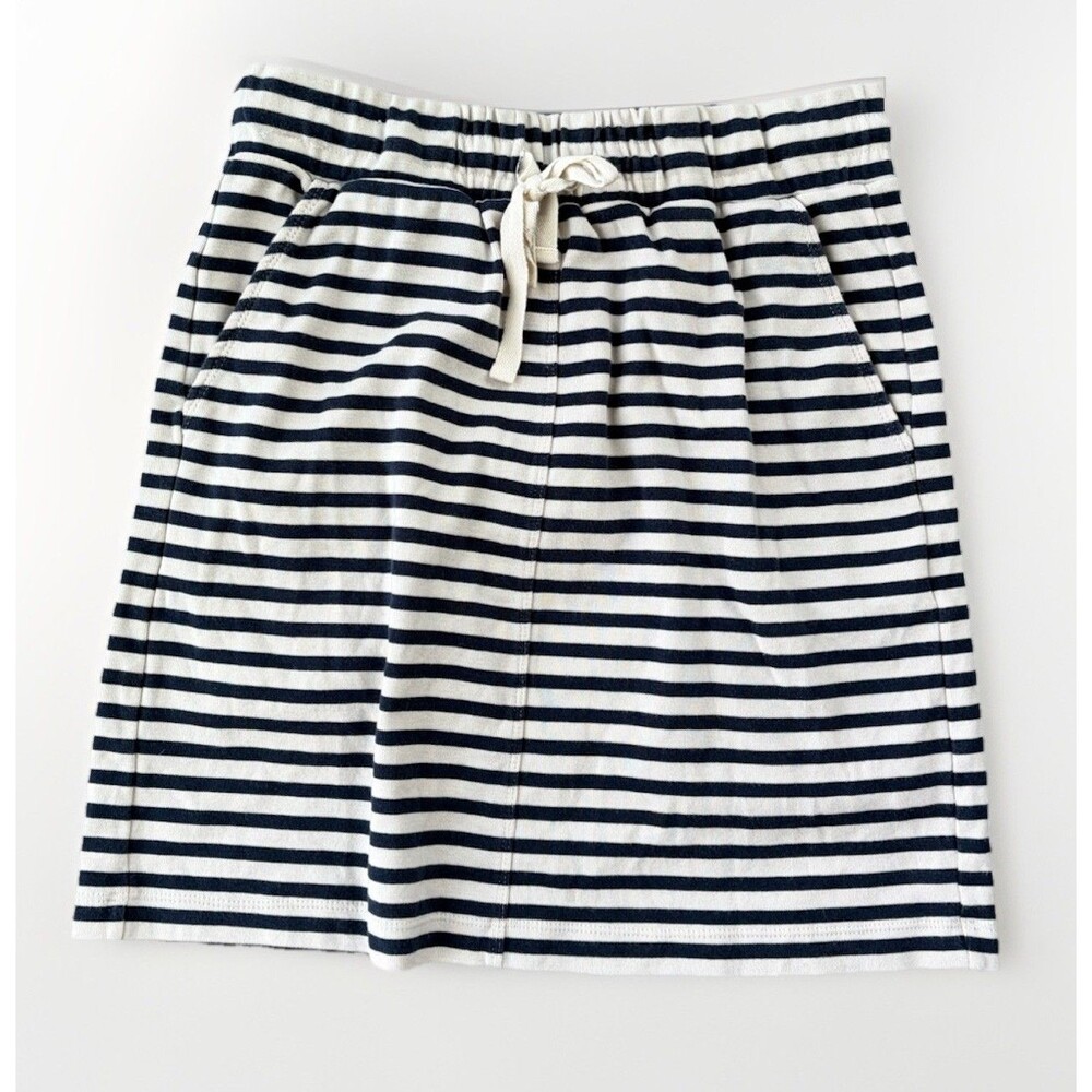 Lou & Grey Navy Striped Organic Cotton Skirt Size S